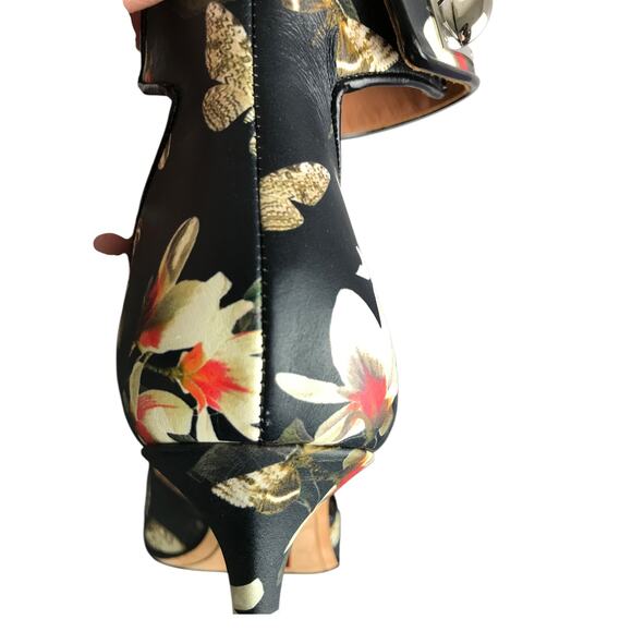 Givenchy‎ Magnolia Moth Black Floral Print Ankle Strap Sandals Women US10 40 NEW - Picture 7 of 10